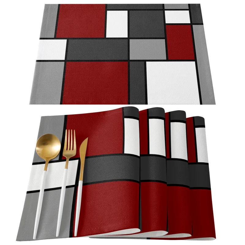 Set de table en lin de couleur | Motifs géométriques