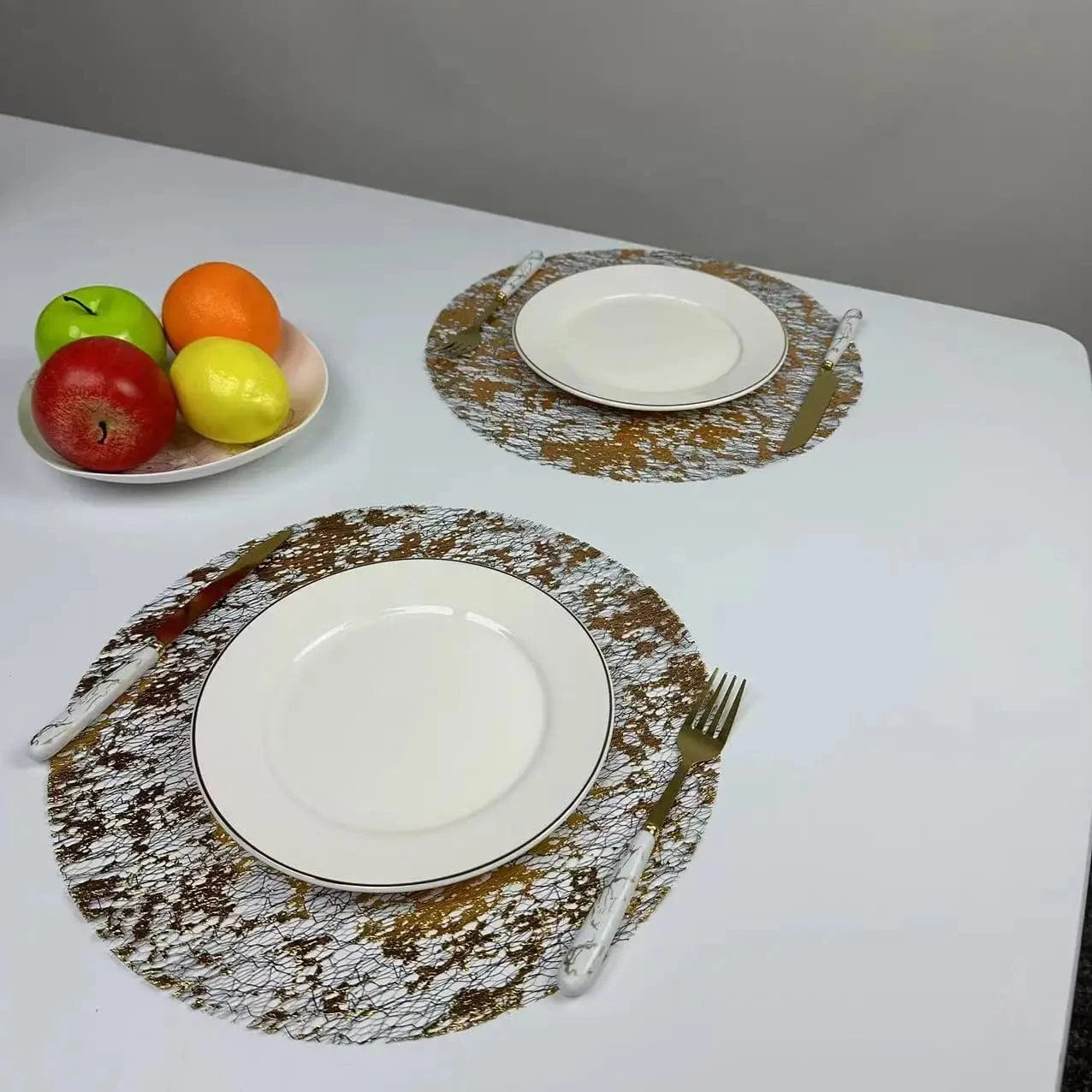 Set de table argenté rond | Joli Set de Table L'or noir / Diamètre 16cm / 30PCS