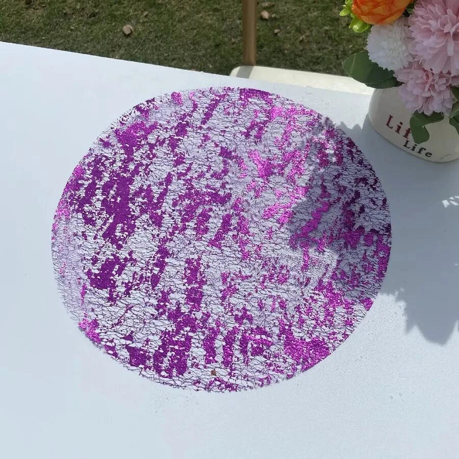 Set de table argenté rond | Joli Set de Table Rouge pêche / Diamètre 16cm / 30PCS