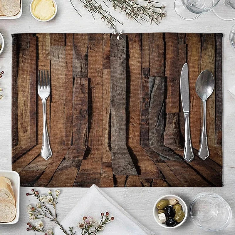 Set de table aspect bois | Brun | Joli Set de Table 8 / 40X30cm