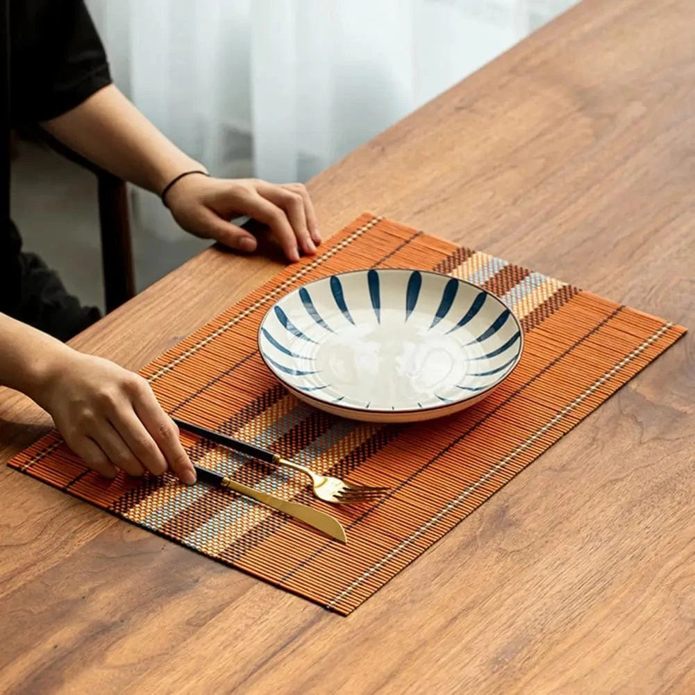 Set de table bambou couleur | Rectangle classique | Joli Set de Table Orange foncé / 46x31 cm