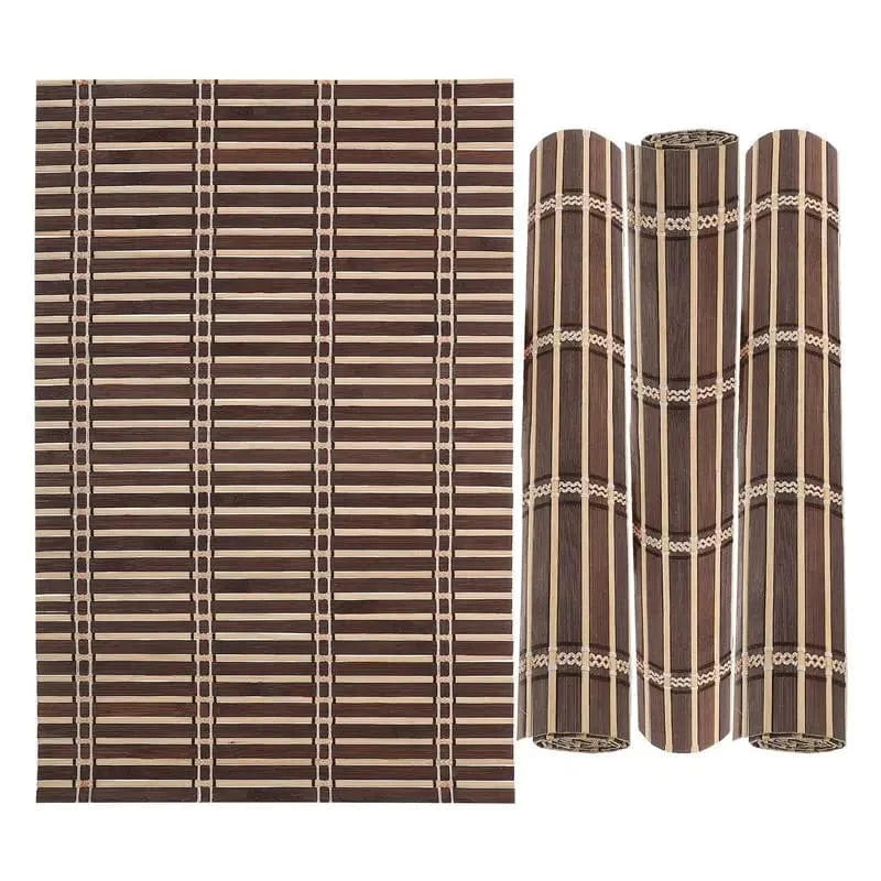 Set de table bambou rectangulaire | Style Japonais | Joli Set de Table Kaki foncé / 46x30x0.2cm