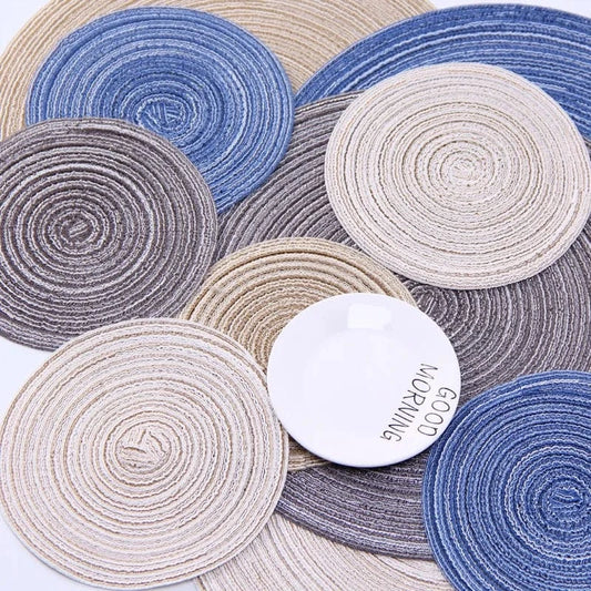 Set de table bleu rond | Joli Set de Table 1 bleu / 18cm