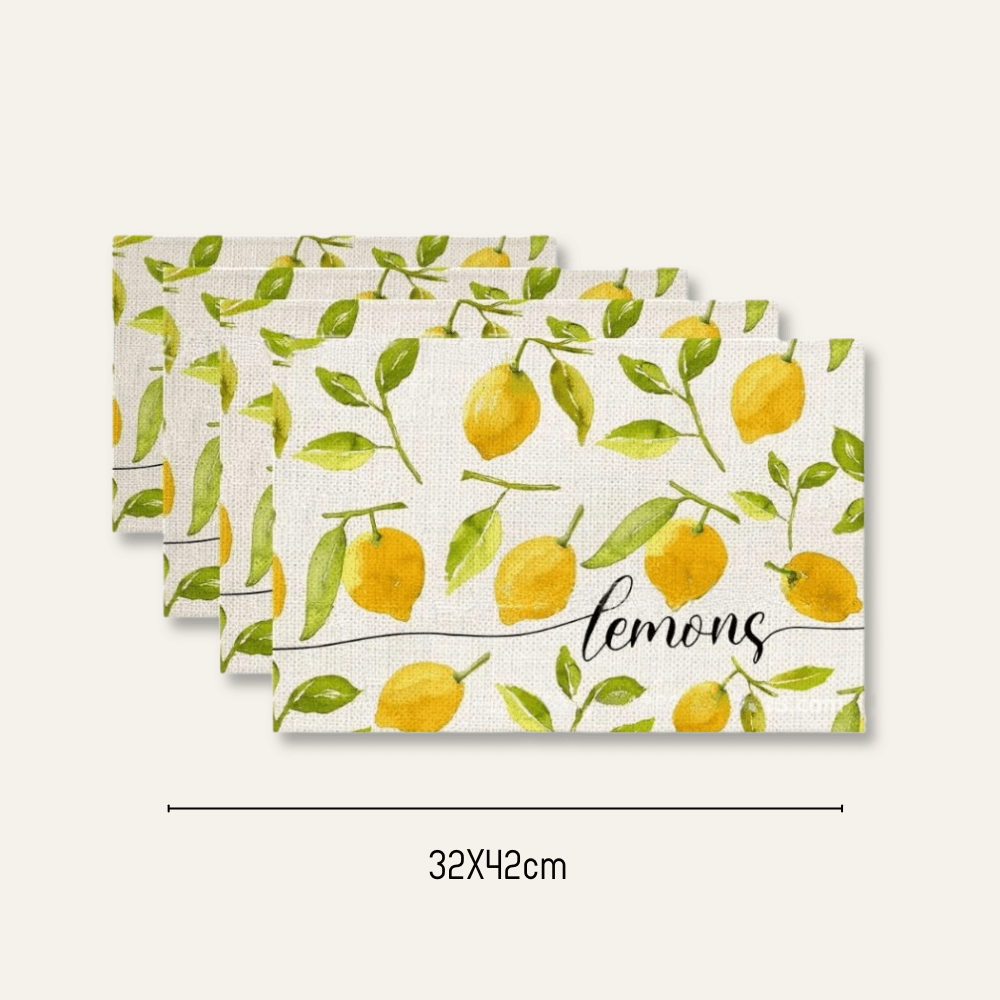 Set de table design | Lemon | Joli Set de Table Citron / 32X42cm / Lot de 4 pièces