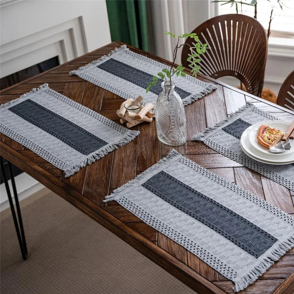 Set de table design noir | Traits blancs | Joli Set de Table 12 / 30X50cm 1pc