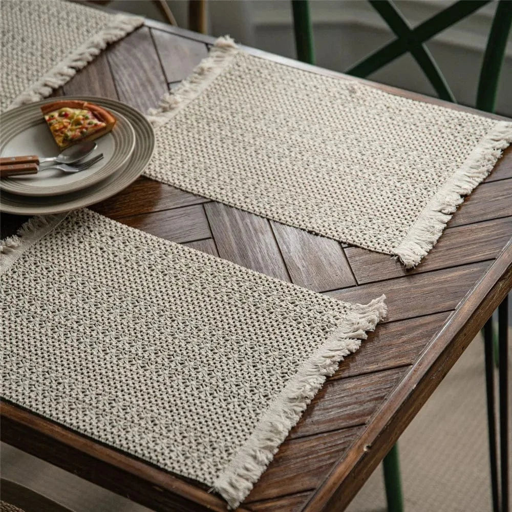 Set de table design noir | Traits blancs | Joli Set de Table 12 / 30X50cm 1pc
