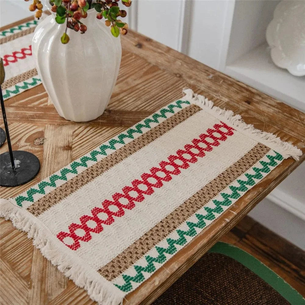 Set de table design noir | Traits blancs | Joli Set de Table 12 / 30X50cm 1pc