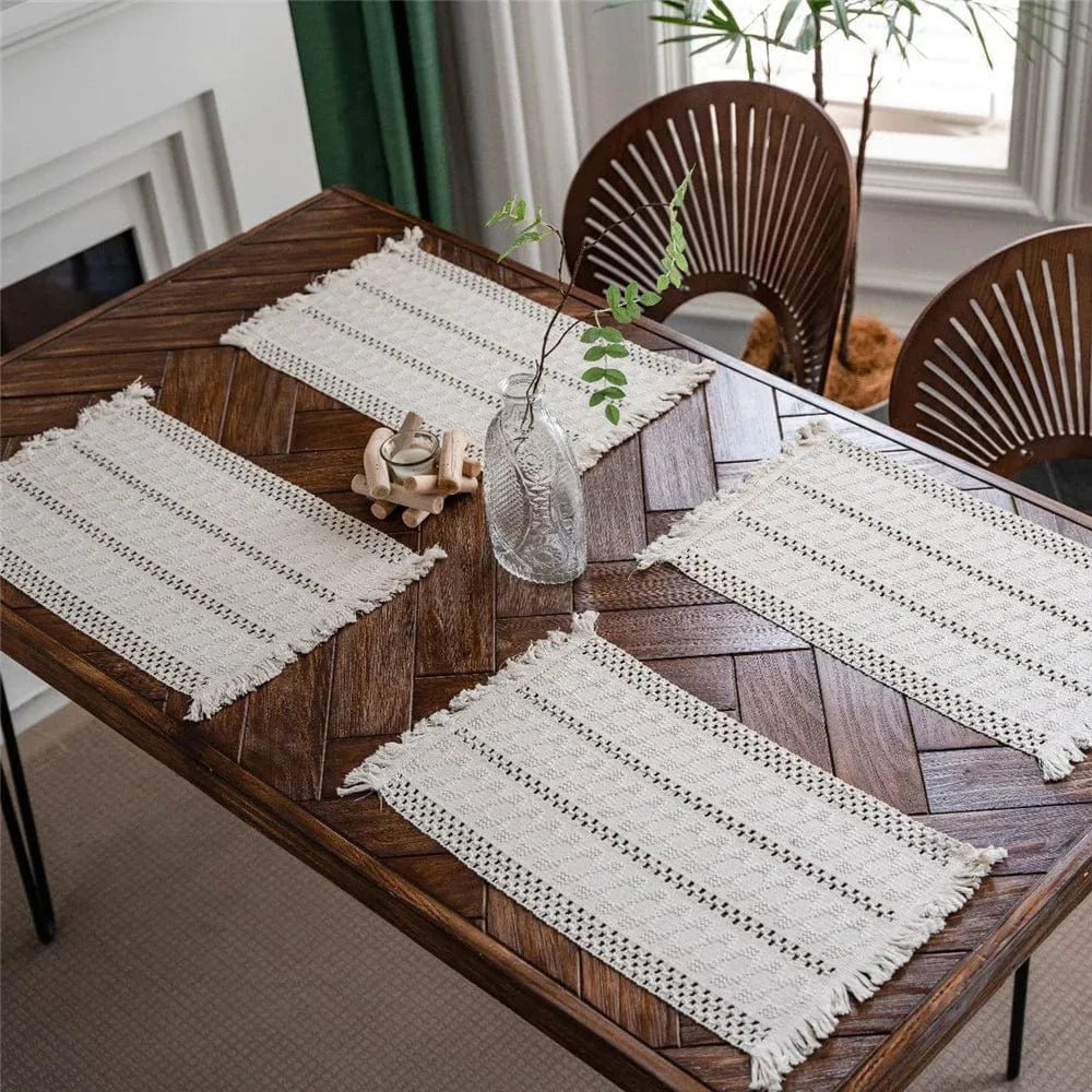 Set de table design noir | Traits blancs | Joli Set de Table 12 / 30X50cm 1pc