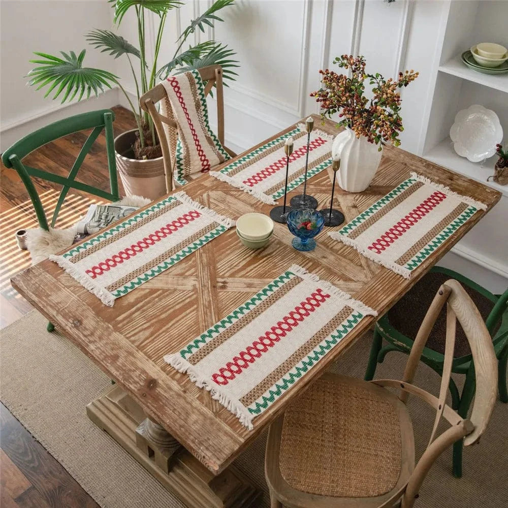 Set de table design noir | Traits blancs | Joli Set de Table 12 / 30X50cm 1pc