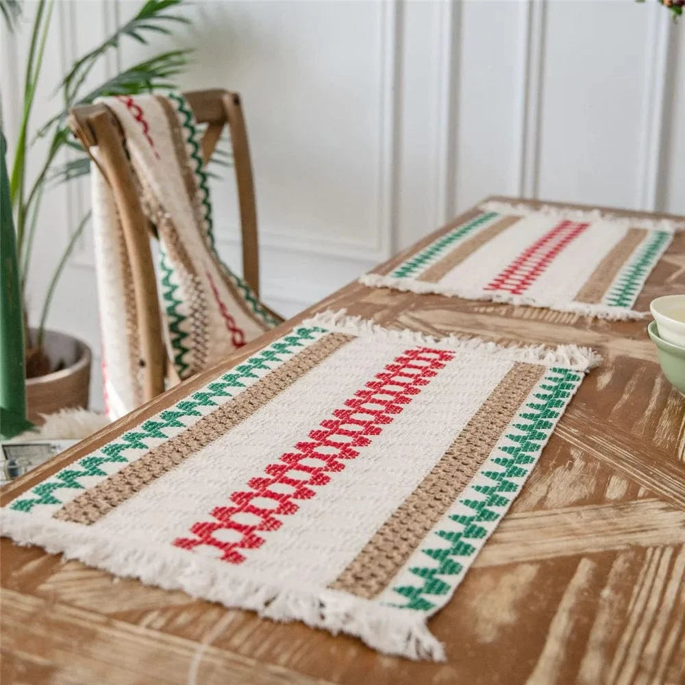 Set de table design noir | Traits blancs | Joli Set de Table 12 / 30X50cm 1pc