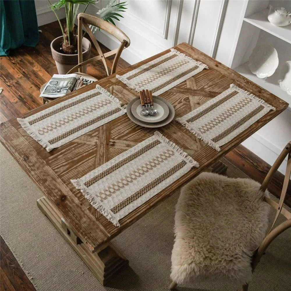 Set de table design noir | Traits blancs | Joli Set de Table 12 / 30X50cm 1pc