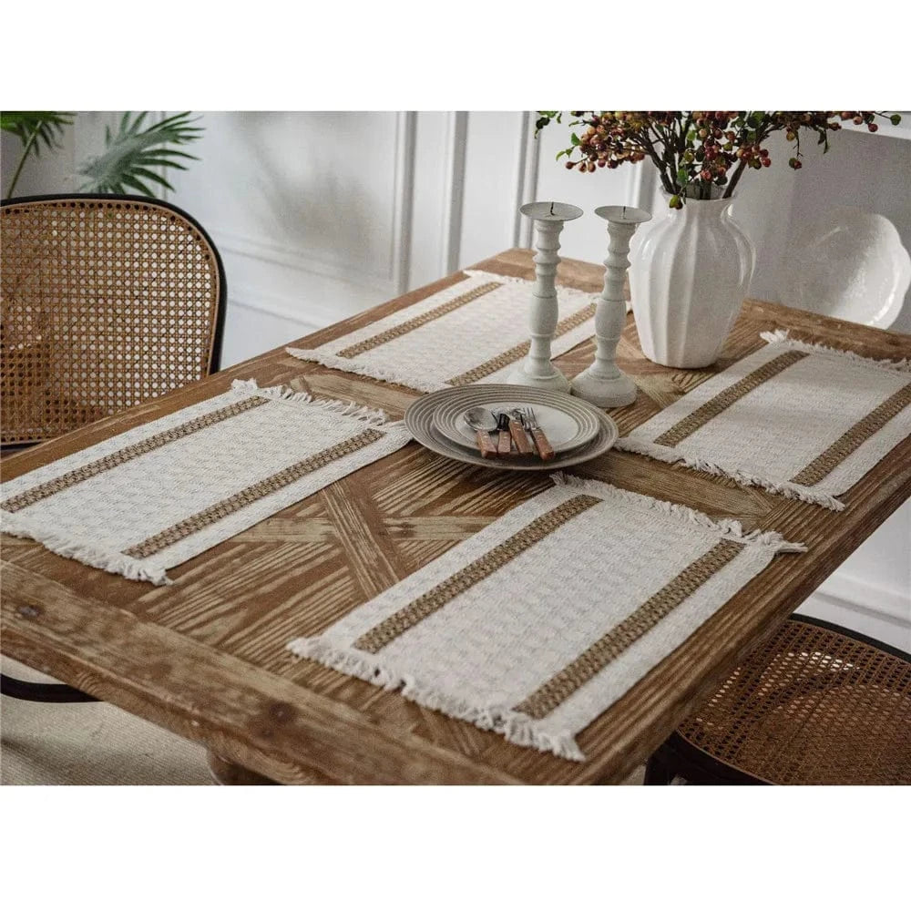 Set de table design noir | Traits blancs | Joli Set de Table 12 / 30X50cm 1pc