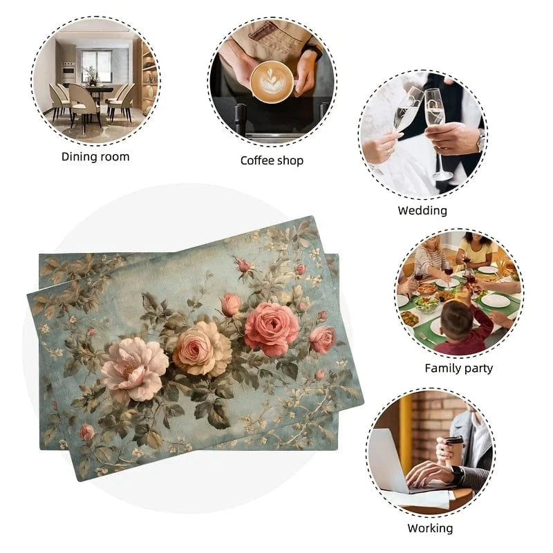Set de table design | Trois roses | Joli Set de Table 12x18 pouces