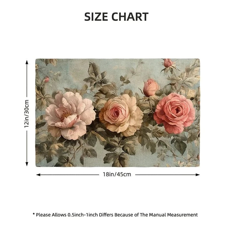 Set de table design | Trois roses | Joli Set de Table 12x18 pouces