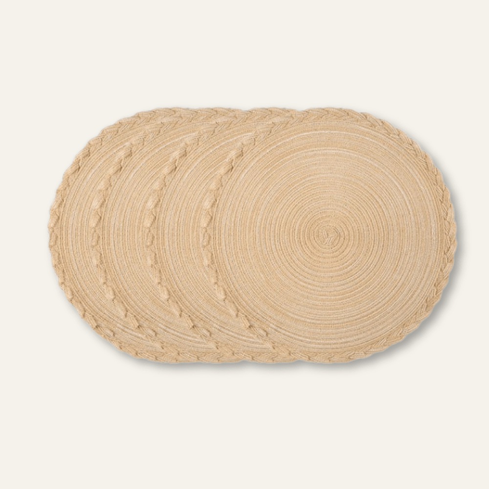Set de table effet paille | Tresse contour | Joli Set de Table Beige clair / 38cm / Lot de 4 pièces