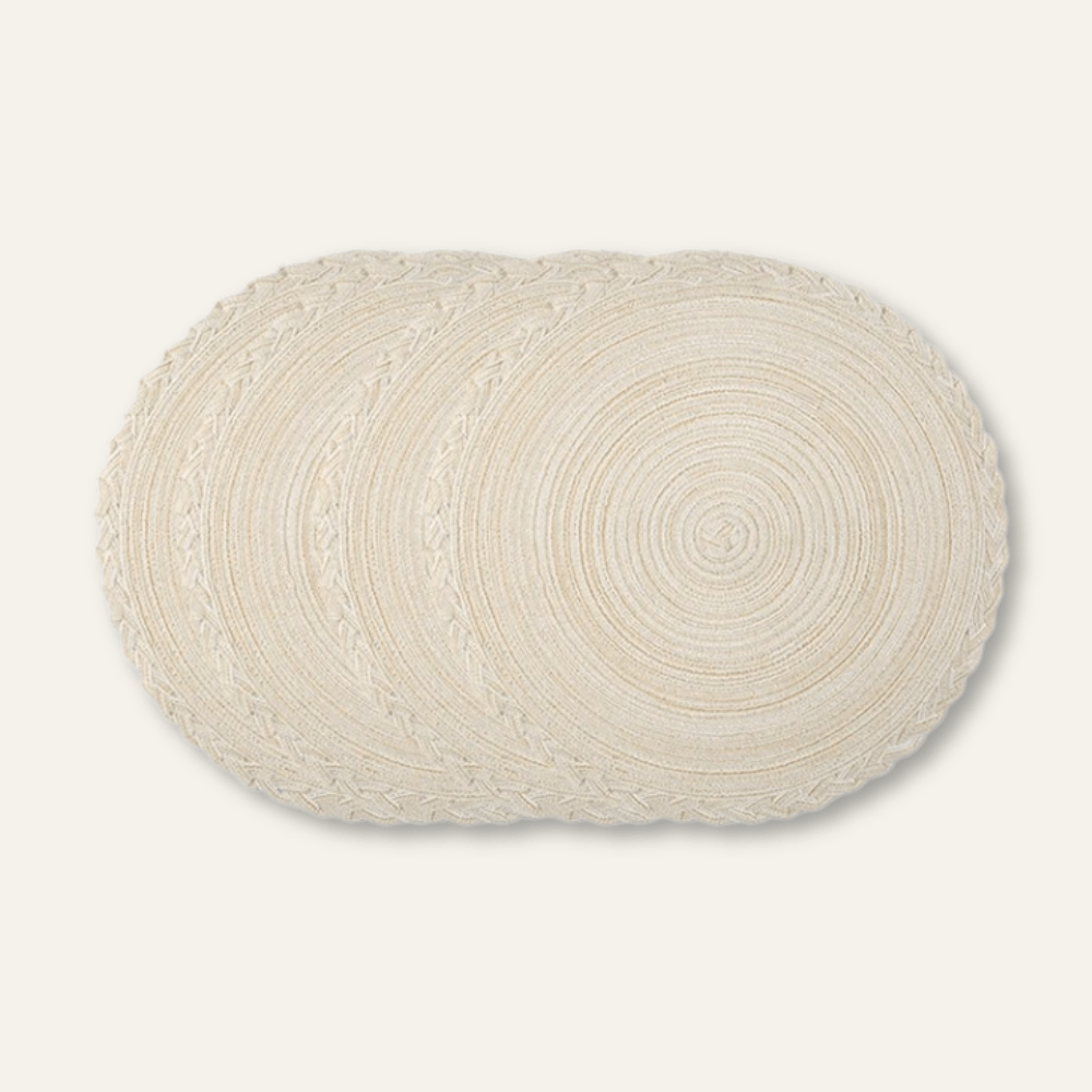 Set de table effet paille | Tresse contour | Joli Set de Table Beige / 38cm / Lot de 4 pièces