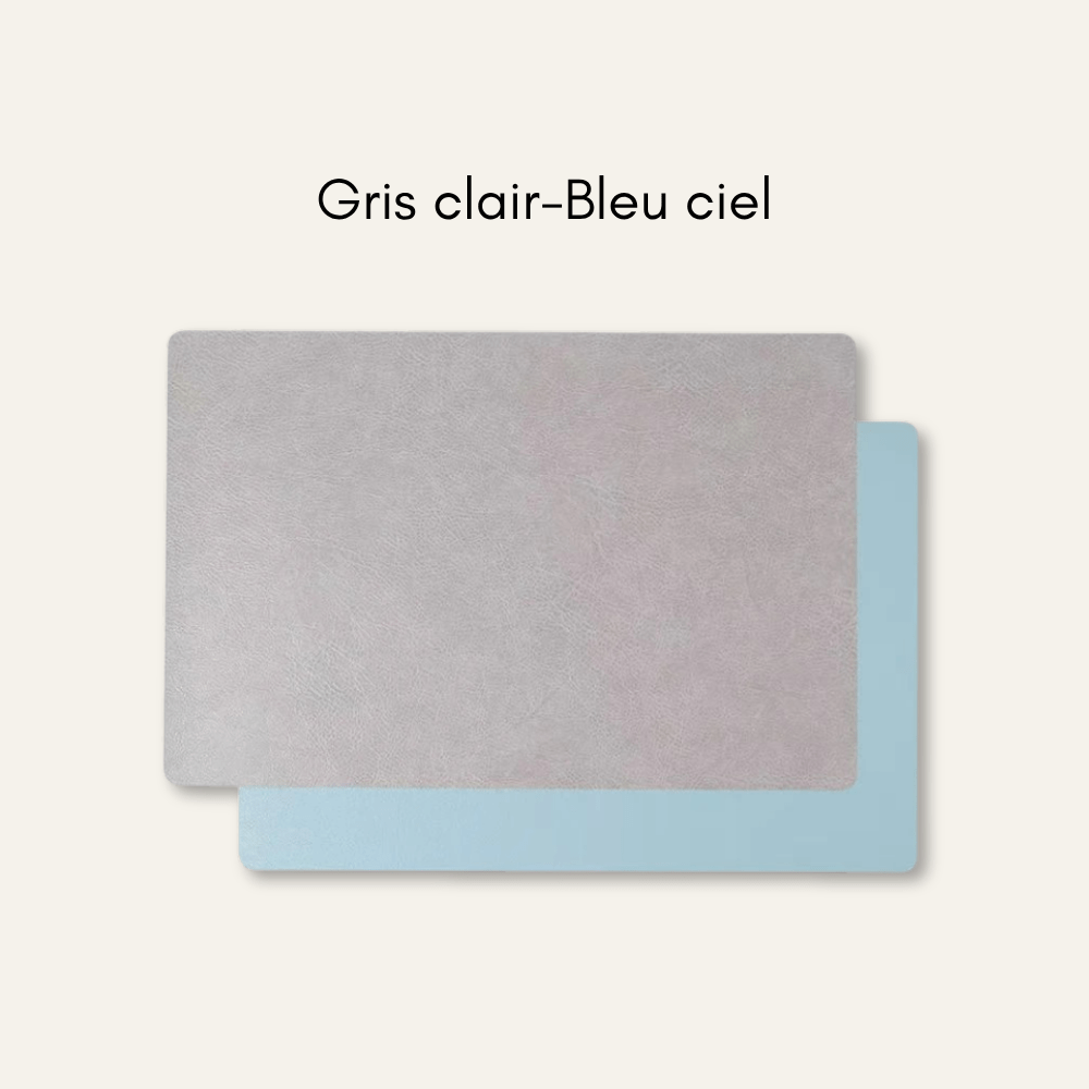 Set de table en cuir | Style classique | Joli Set de Table Gris clair-bleu ciel / 43x30cm / Lot de 4 pièces