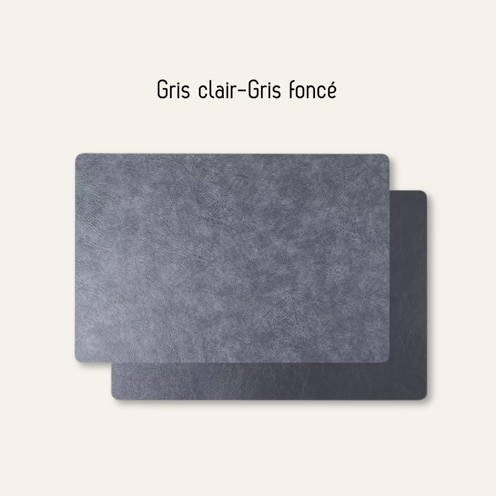 Set de table en cuir | Style classique | Joli Set de Table Gris clair-gris foncé / 43x30cm / Lot de 4 pièces