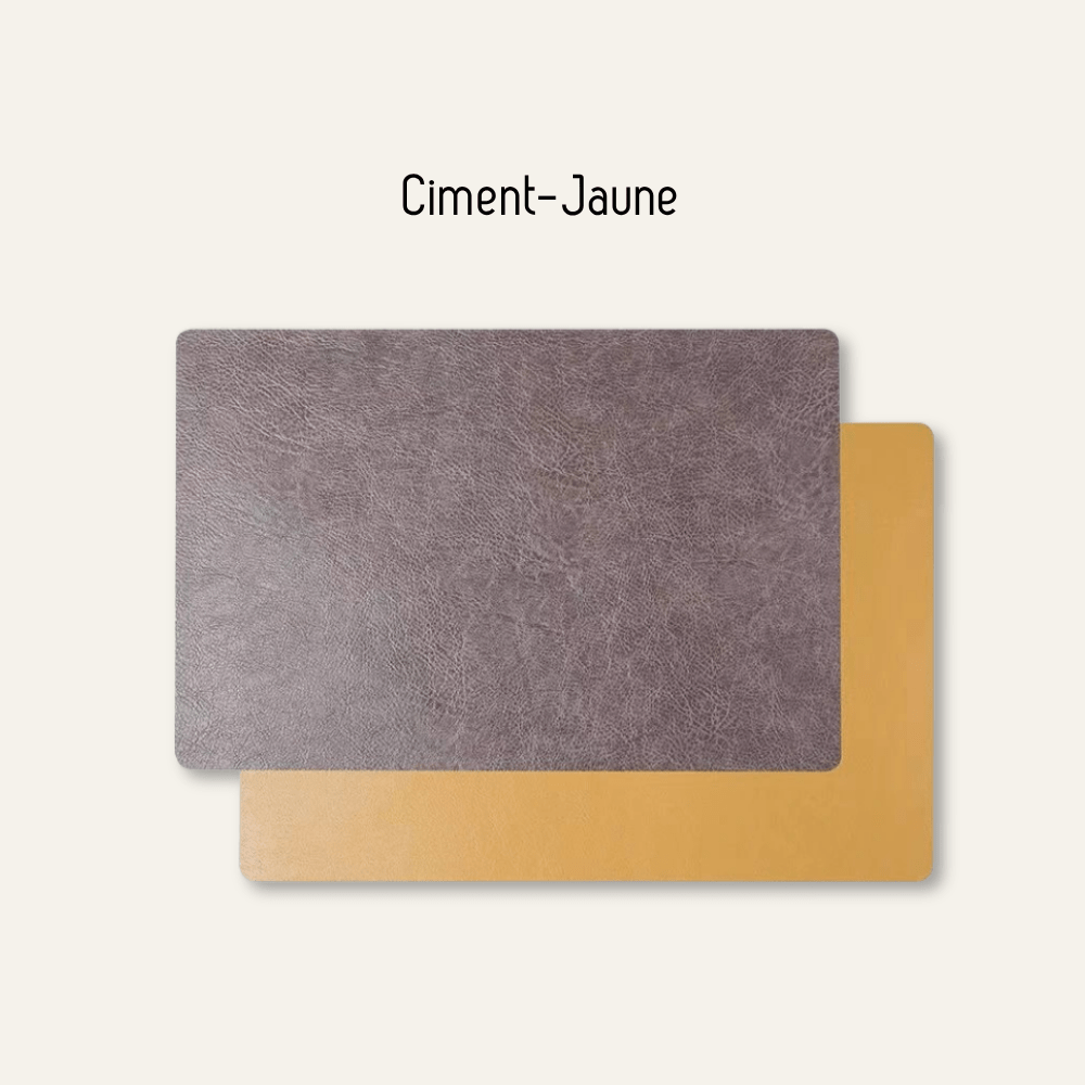 Set de table en cuir | Style classique | Joli Set de Table Ciment - jaune / 43x30cm / Lot de 4 pièces