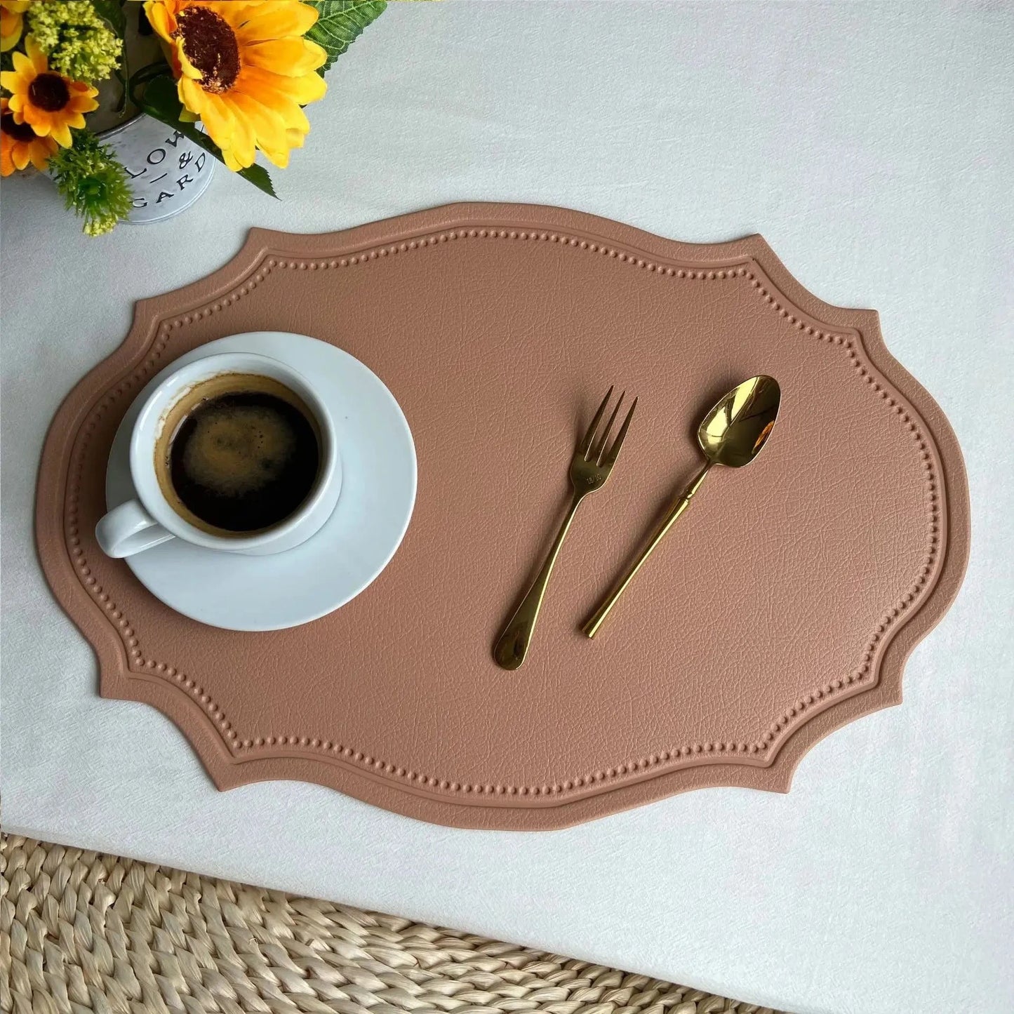 Set de table en faux cuir | Luxe | Joli Set de Table IN pink / 30x43cm 6pcs