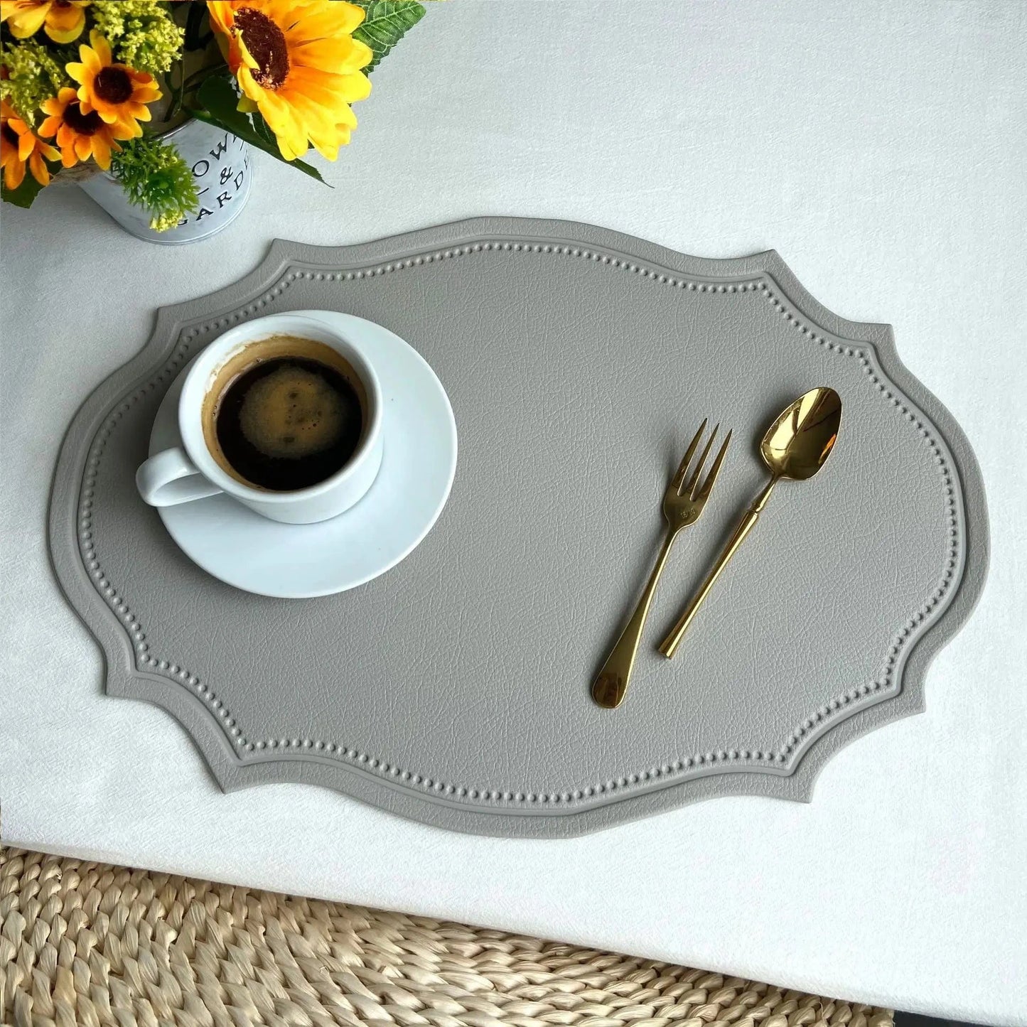 Set de table en faux cuir | Luxe | Joli Set de Table IN cream grey / 30x43cm 1pcs