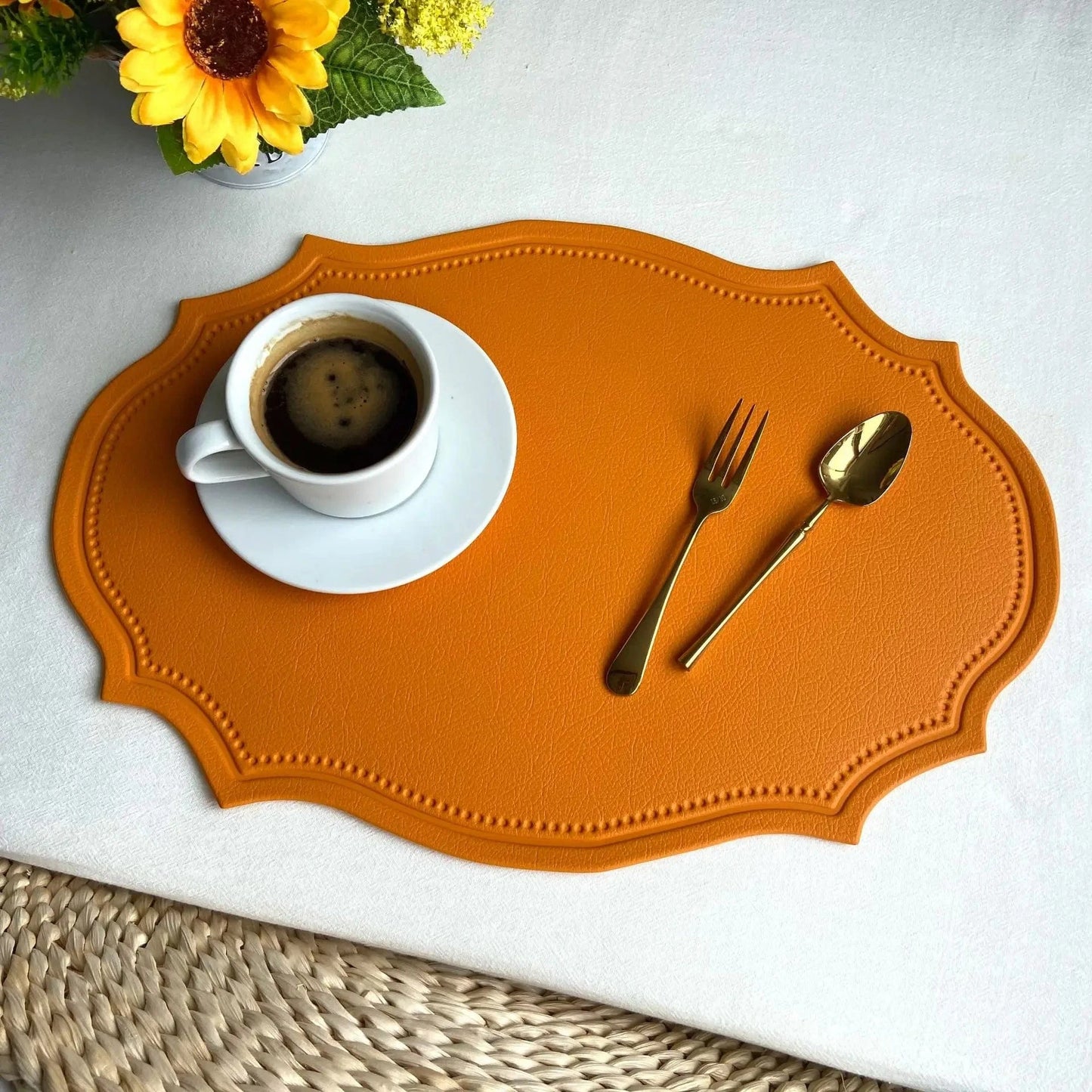 Set de table en faux cuir | Luxe | Joli Set de Table IN orange / 30x43cm 1pcs