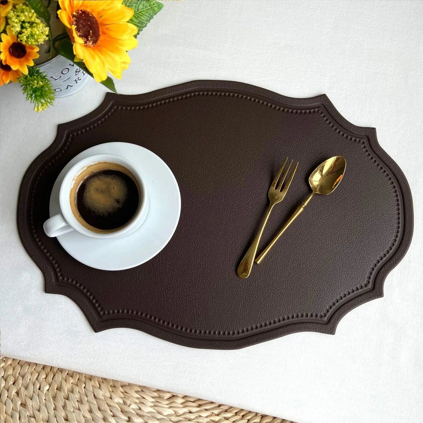 Set de table en faux cuir | Luxe | Joli Set de Table IN coffee / 30x43cm 4pcs