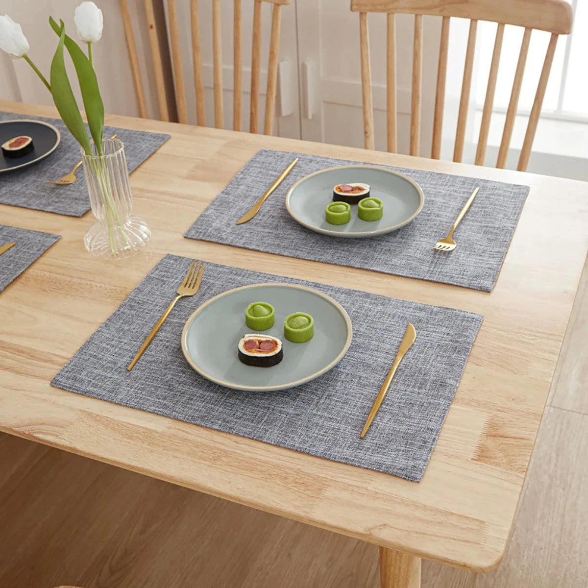 Set de table en lin de couleur uni | Occidental | Joli Set de Table Couleur gris foncé / 30x46 cm