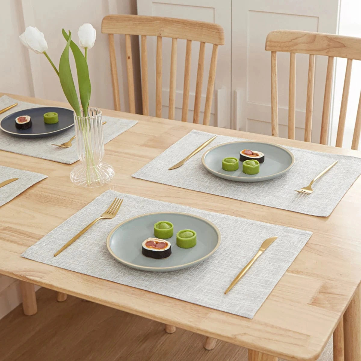 Set de table en lin de couleur uni | Occidental | Joli Set de Table Couleur blanche / 30x46 cm