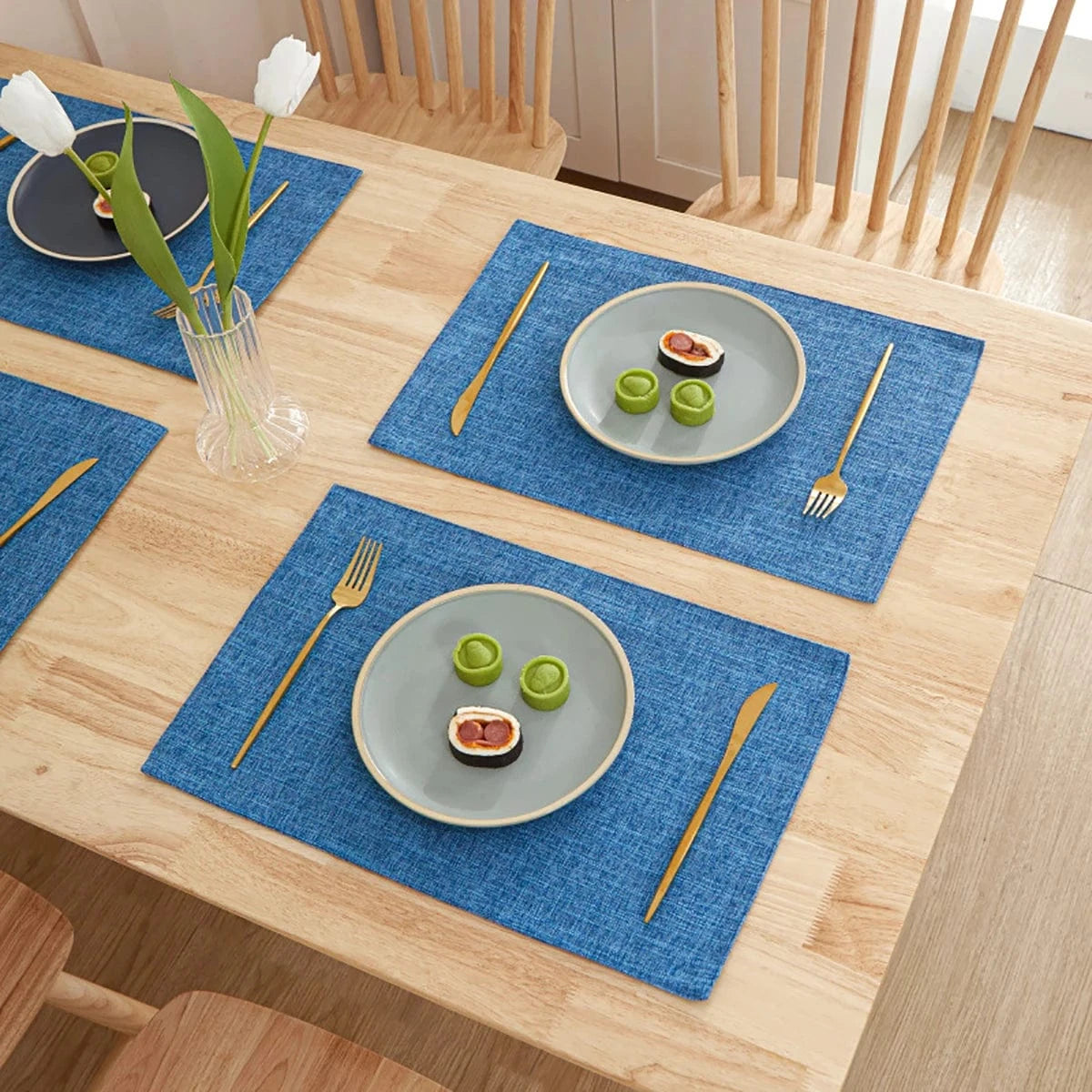 Set de table en lin de couleur uni | Occidental | Joli Set de Table Couleur bleue / 30x46 cm
