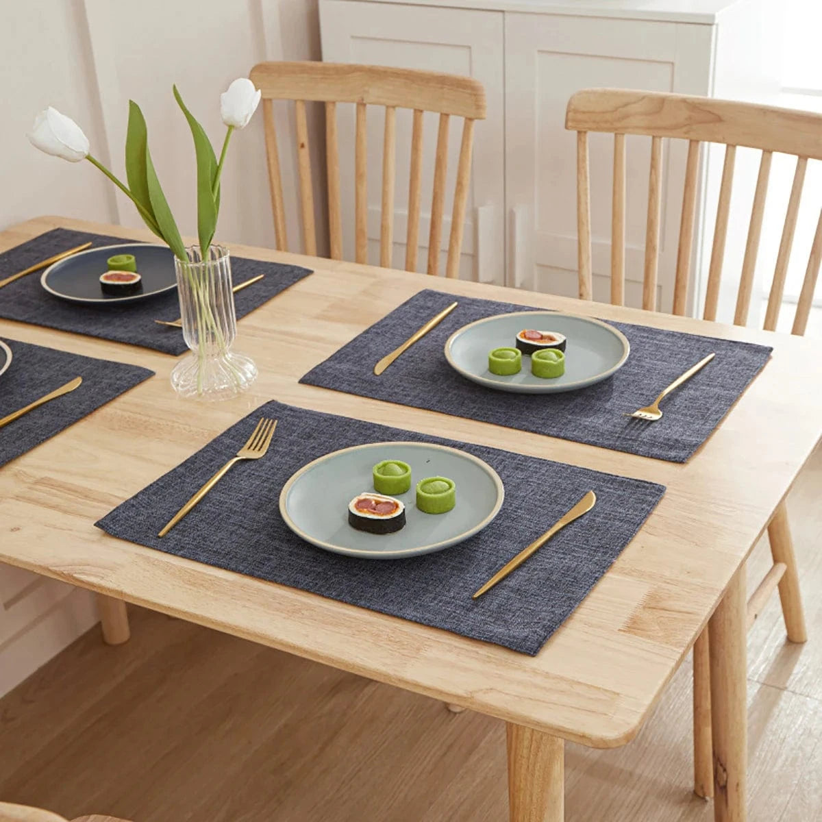 Set de table en lin de couleur uni | Occidental | Joli Set de Table Couleur noire / 30x46 cm