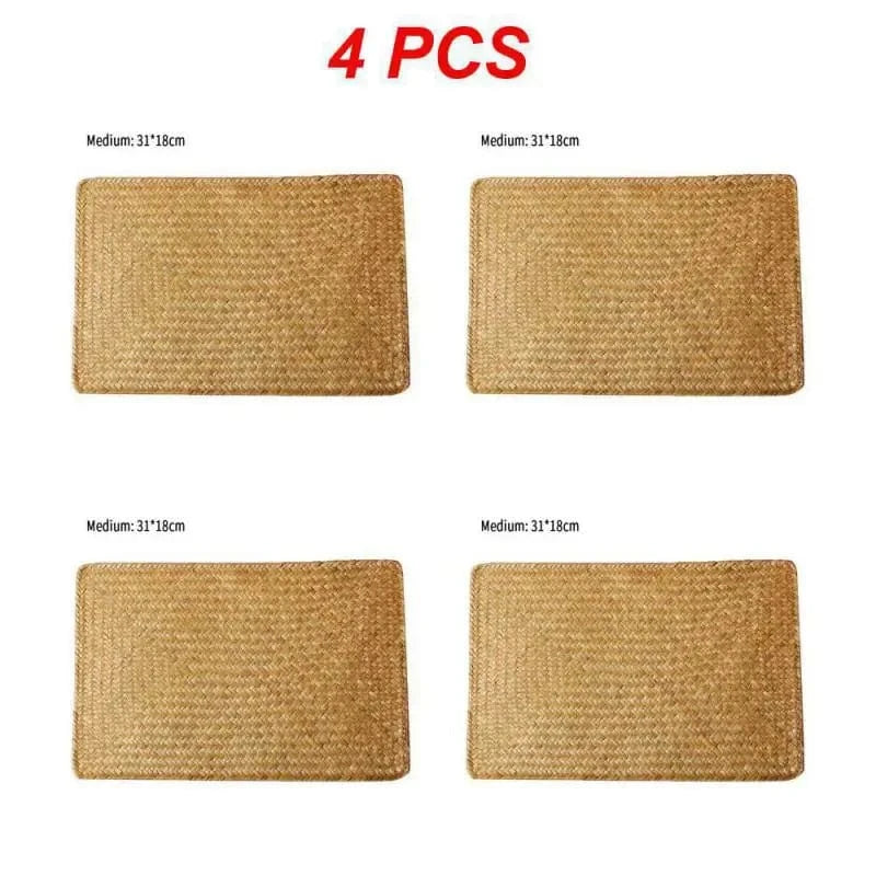 Set de table en paille rectangulaire | Tressé naturel | Joli Set de Table Moyen 29 x 19 4 pièces / L / CHINA