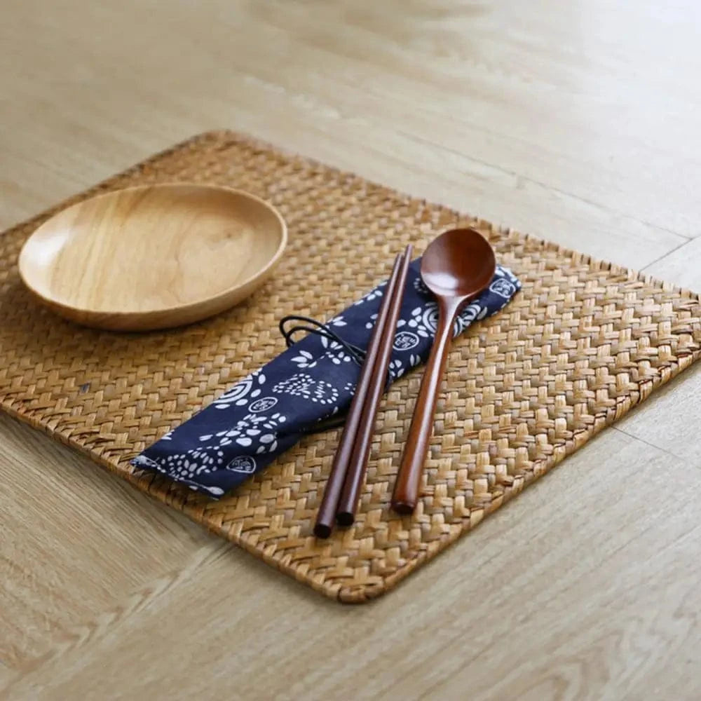 Set de table en paille rectangulaire | Tressé naturel | Joli Set de Table