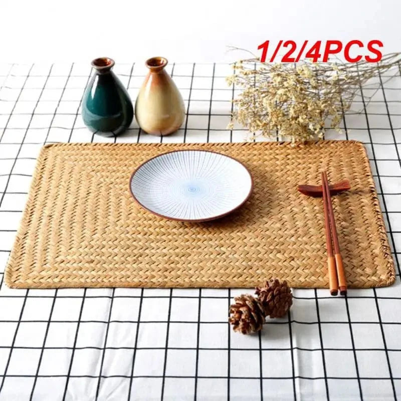 Set de table en paille rectangulaire | Tressé naturel | Joli Set de Table