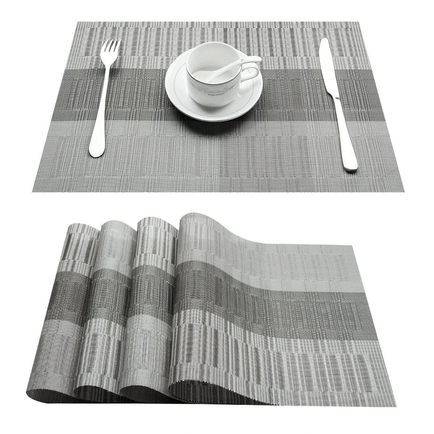Set de table en plastique | Rayures | Joli Set de Table Rayures grises / 4pcs set