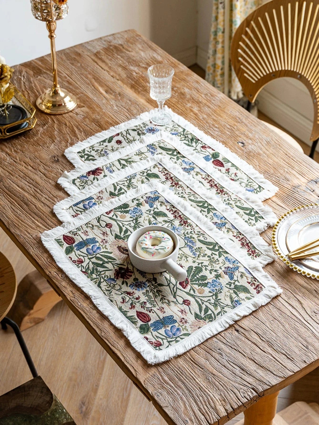 Set de table en tissu | Motif floral | Joli Set de Table Multi / 45x30cm
