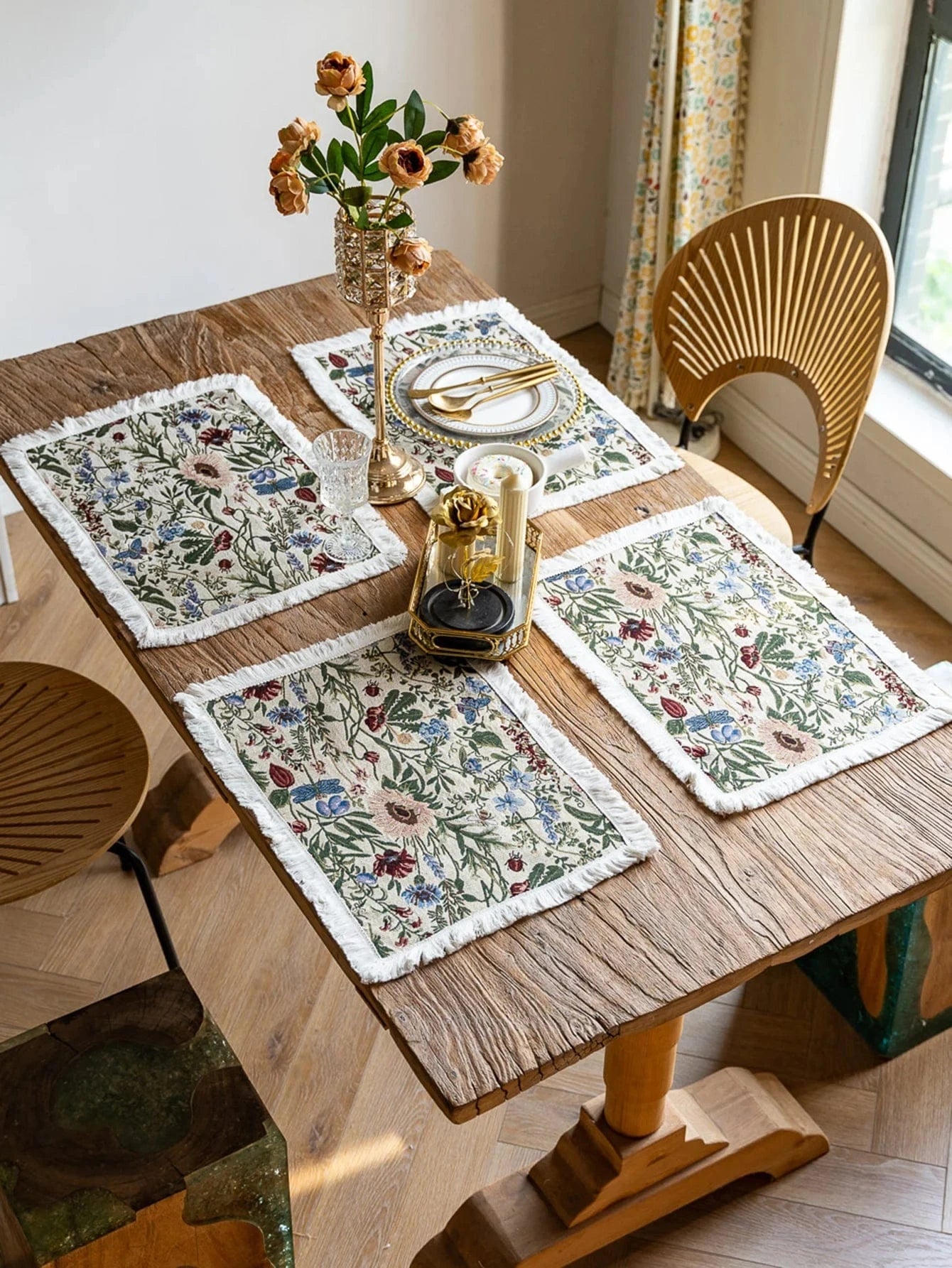Set de table en tissu | Motif floral | Joli Set de Table Multi / 45x30cm
