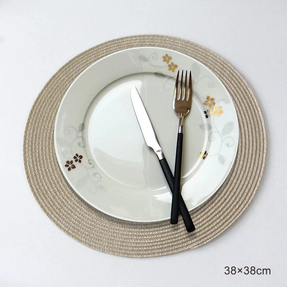 Set de table gris rond | Joli Set de Table Couleur crème 38 cm / 2 pcs