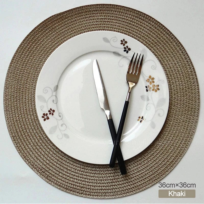 Set de table gris rond | Joli Set de Table Kaki 38cm / 2 pcs