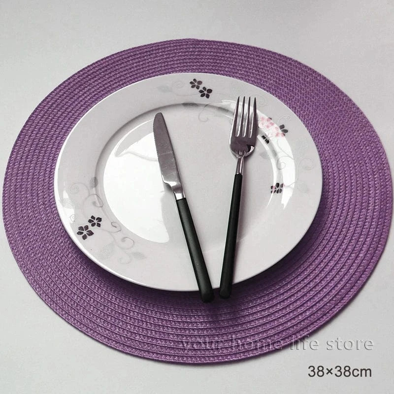 Set de table gris rond | Joli Set de Table Violet 38cm / 4 pcs