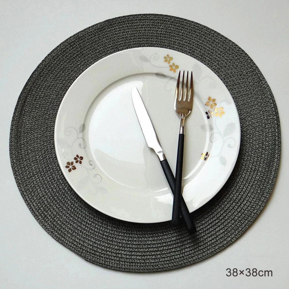 Set de table gris rond | Joli Set de Table Gris foncé 38cm / 2 pcs