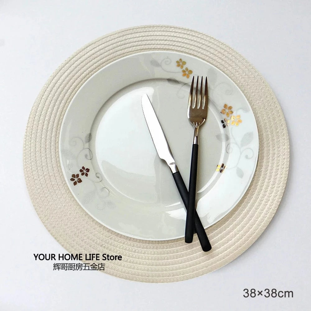 Set de table gris rond | Joli Set de Table Beige 38cm / 6 pcs