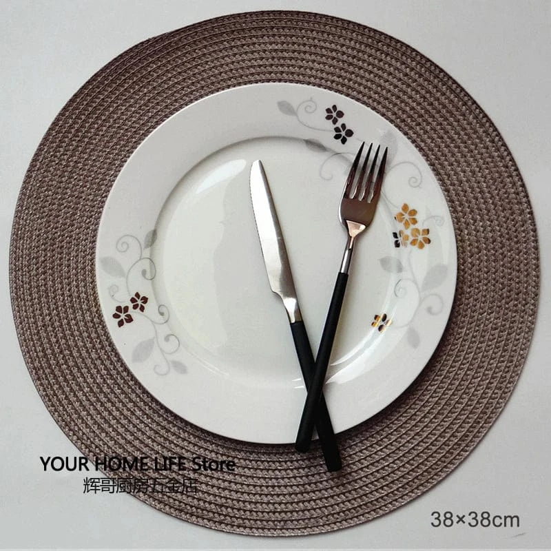 Set de table gris rond | Joli Set de Table Café 38cm / 4 pcs