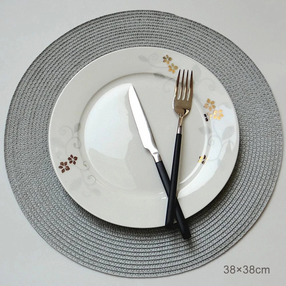 Set de table gris rond | Joli Set de Table Gris clair 38 cm / 4 pcs