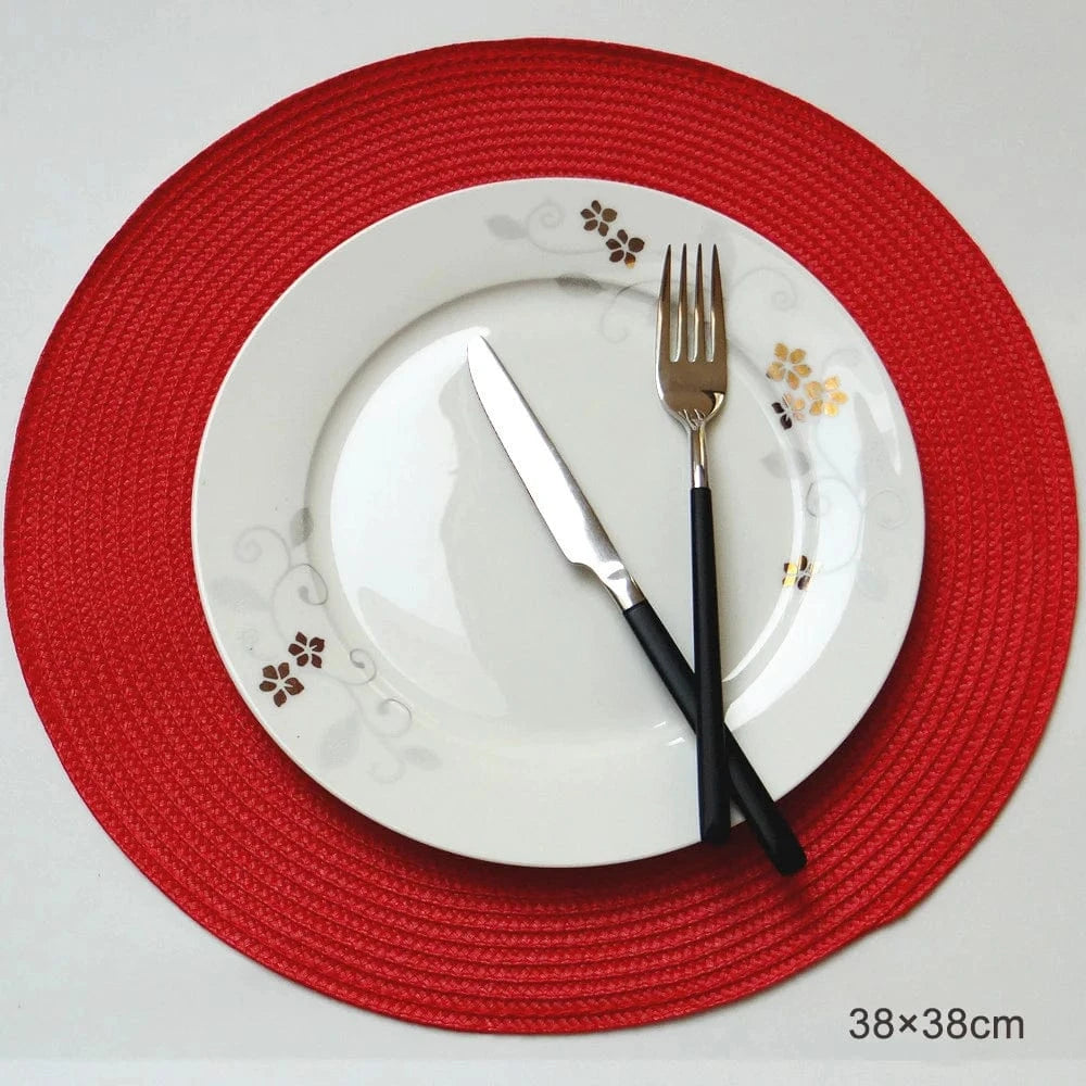 Set de table gris rond | Joli Set de Table Rouge 38cm / 2 pcs