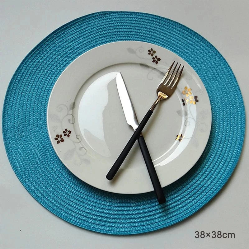 Set de table gris rond | Joli Set de Table Bleu ciel 38 cm / 2 pcs