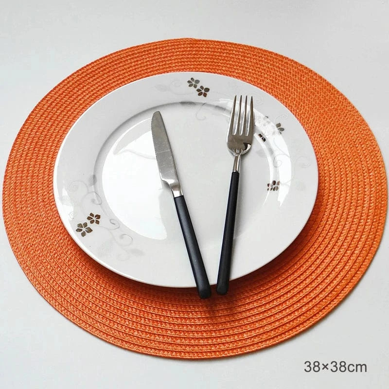 Set de table gris rond | Joli Set de Table Orange 38cm / 4 pcs