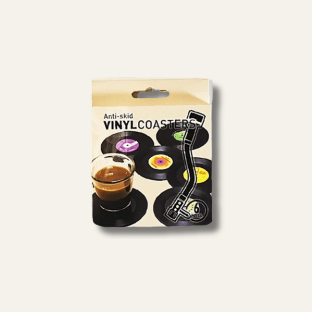 Set de table imitation disque vinyle | Dessous de verre | Joli Set de Table Lot de 6 pièces / Diamètre 10.5cm