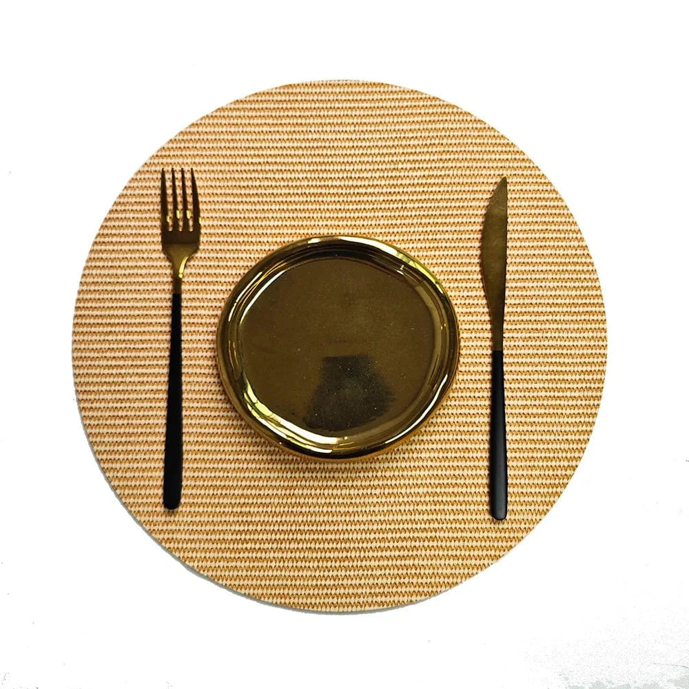 Set de table jaune rond | Joli Set de Table Beige / 33cm / Rond