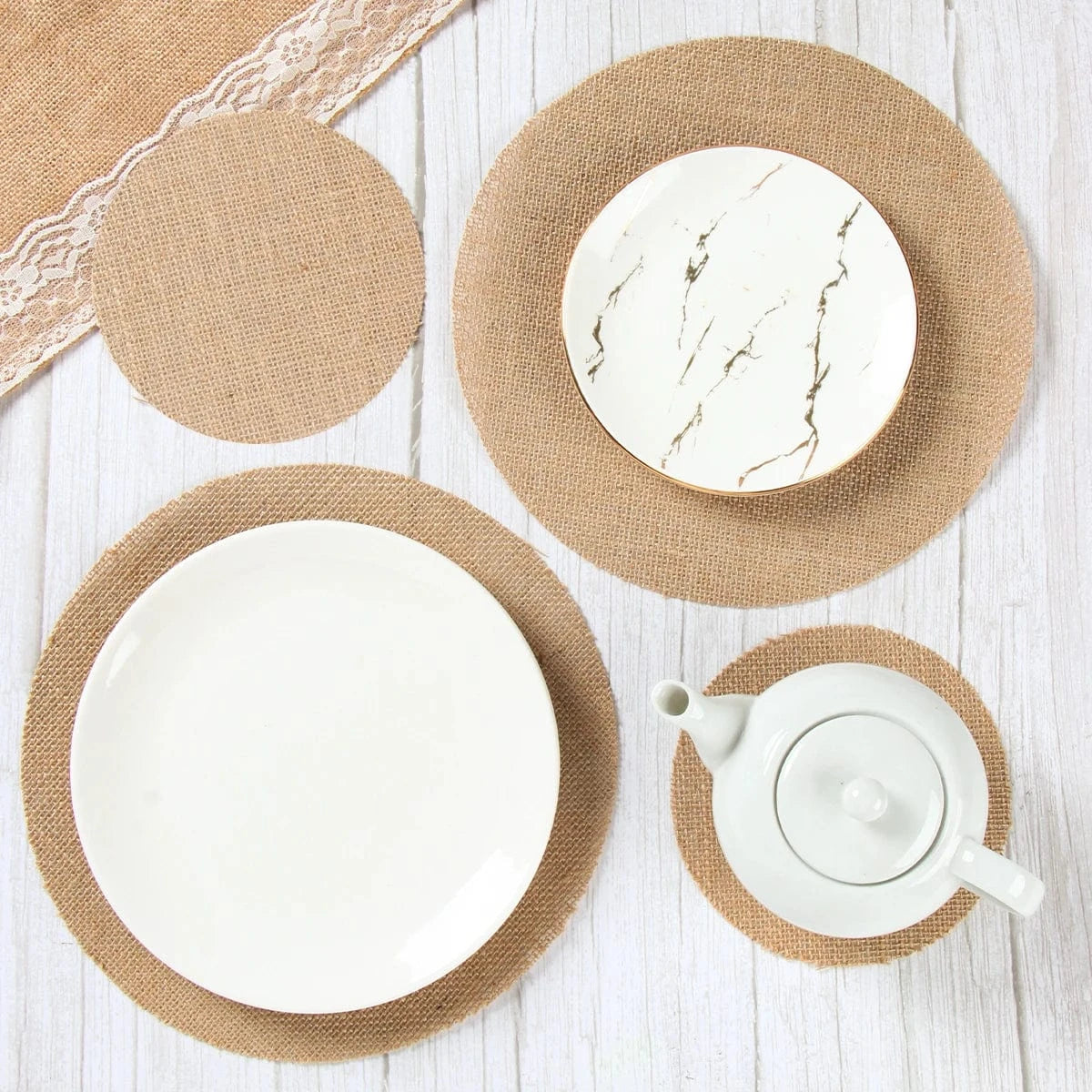 Set de table naturel rond | Joli Set de Table Style 1 / Comme affiché